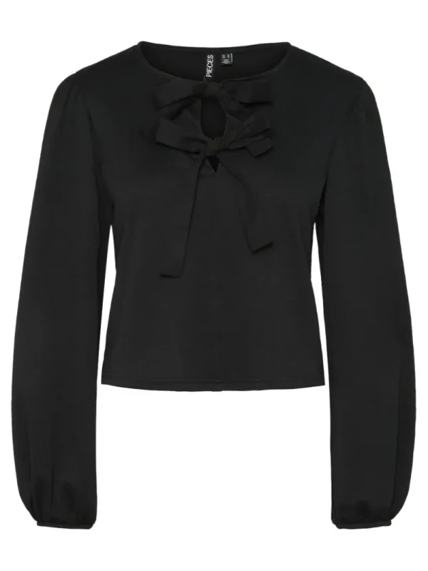 Ricki's Shirts & Blouses*Abine Long Sleeve Round Neck Tie Top | PIECES