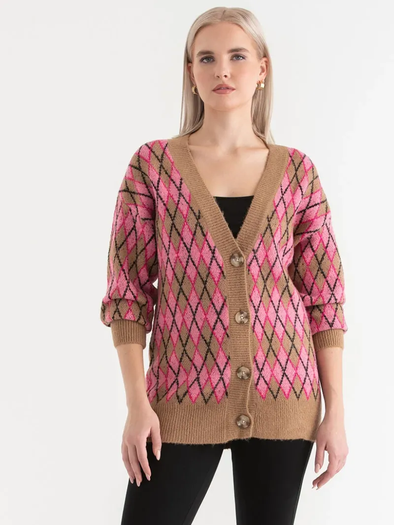 argyle_button_front_cardi_0-2.webp Ricki's Sweaters & Cardigans*Argyle Button Front Cardigan