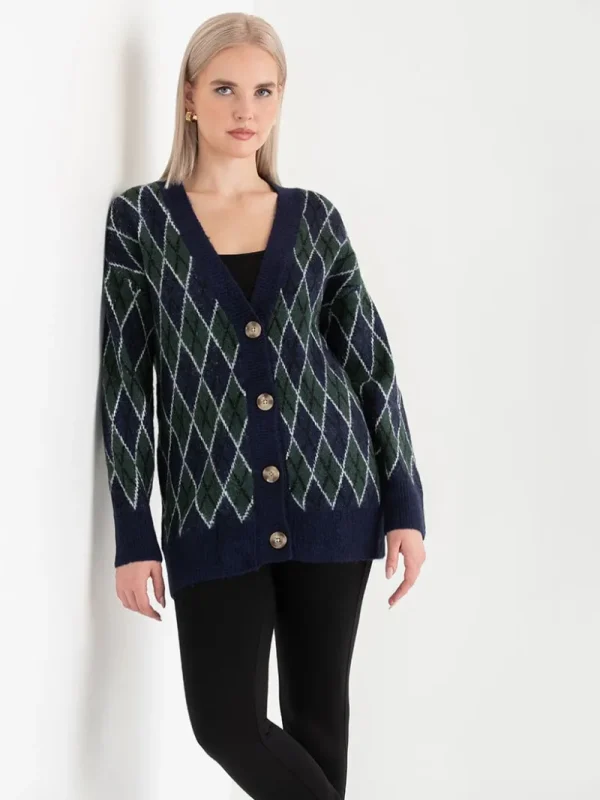 Ricki's Sweaters & Cardigans*Argyle Button Front Cardigan