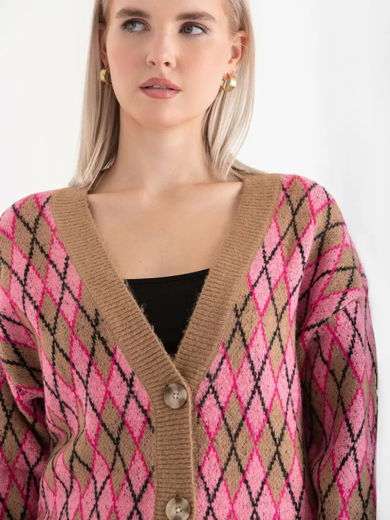argyle_button_front_cardi_1-2.webp Ricki's Sweaters & Cardigans*Argyle Button Front Cardigan