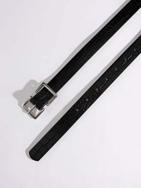 Ricki's Belts*Black Belt with Double Square Buckle