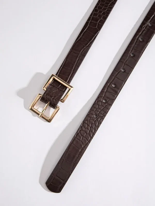 Ricki's Belts*Black Belt with Double Square Buckle