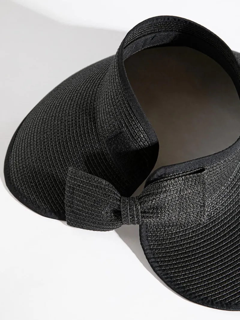 black_straw_brim_visor_2.webp Ricki's Hats*Straw Brim Visor