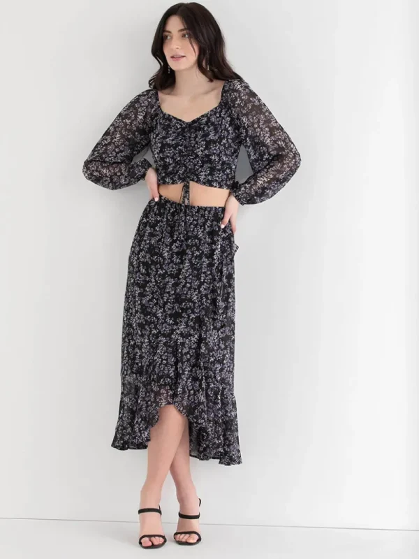 Ricki's Skirts & Shorts*Chiffon Ruffle Midi Skirt