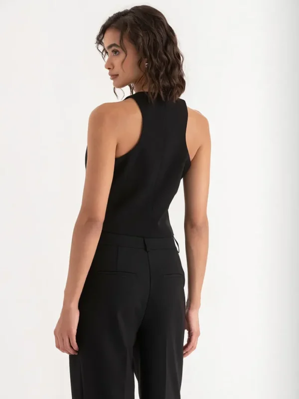 Ricki's Blazers*Crepe Vest with Detachable Rosette