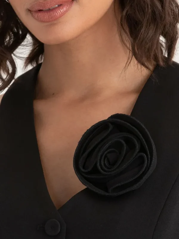 Ricki's Blazers*Crepe Vest with Detachable Rosette