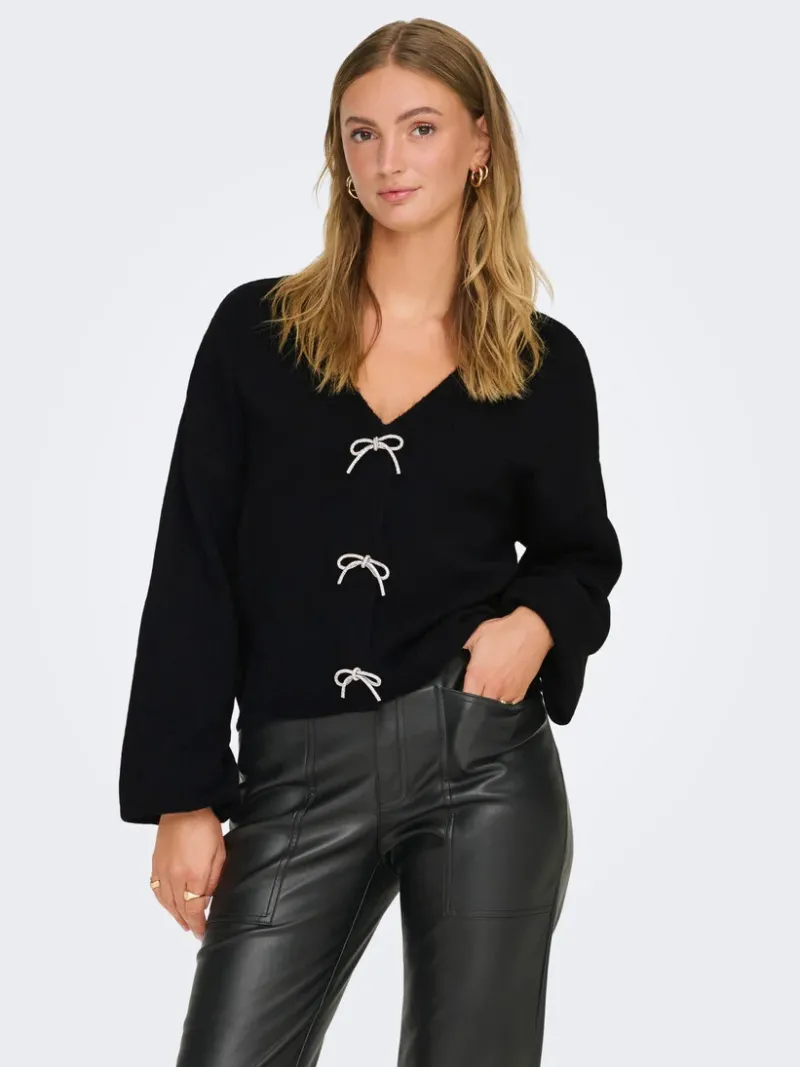 donna_silver_bow_pullover_0.webp Ricki's Sweaters & Cardigans*Donna Silver Bow Pullover Sweater | Only