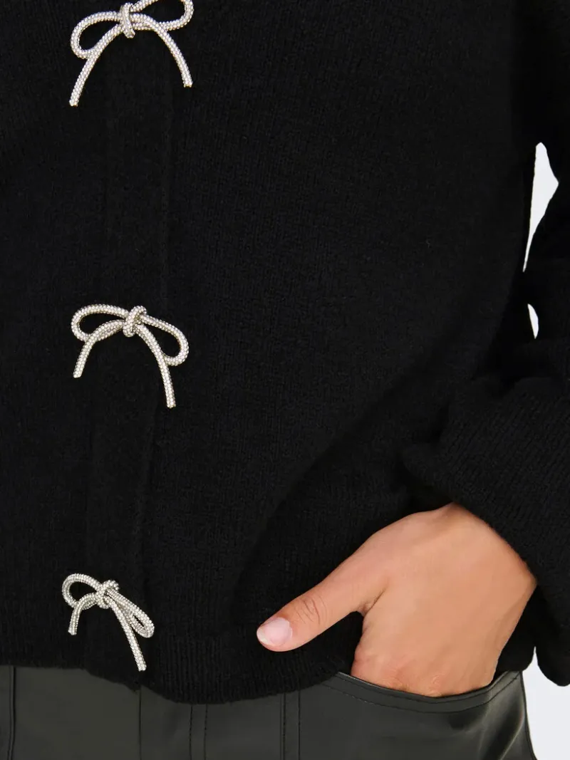 donna_silver_bow_pullover_2.webp Ricki's Sweaters & Cardigans*Donna Silver Bow Pullover Sweater | Only