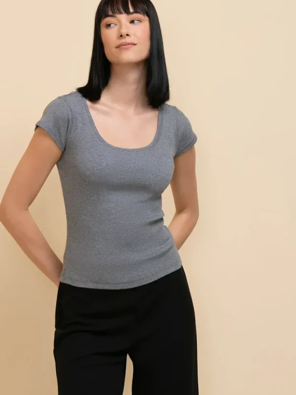 Ricki's Shirts & Blouses*Fitted Scoop-Neck Cap Sleeve Top