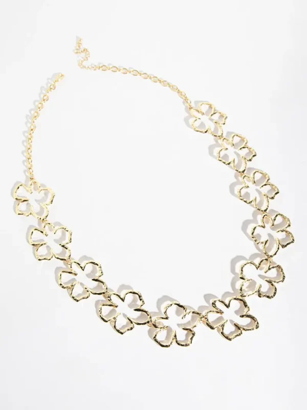 Ricki's Necklaces*-Plated Hollow Flower Necklace