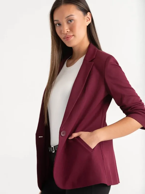 Ricki's Blazers*Hampton 3/4 Ruched Sleeve Ponte Blazer