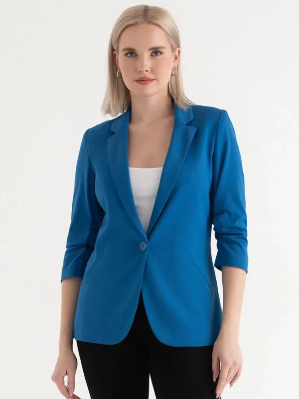 Ricki's Blazers*Hampton 3/4 Ruched Sleeve Ponte Blazer