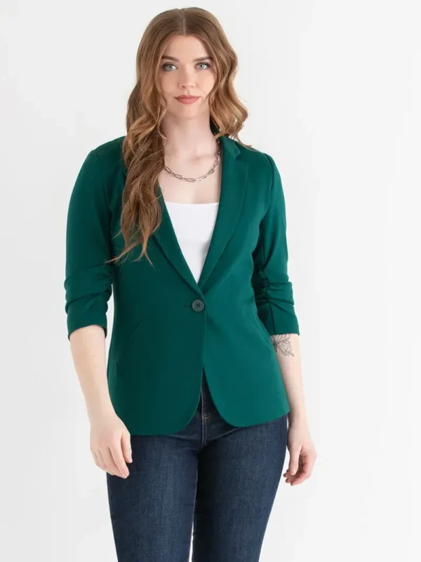 Ricki's Blazers*Hampton 3/4 Ruched Sleeve Ponte Blazer