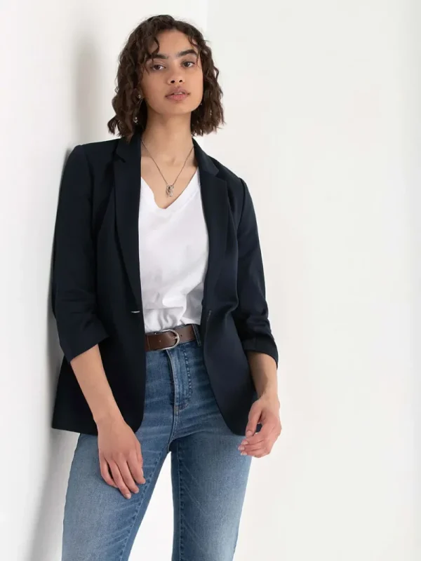 Ricki's Blazers*Hampton 3/4 Ruched Sleeve Ponte Blazer