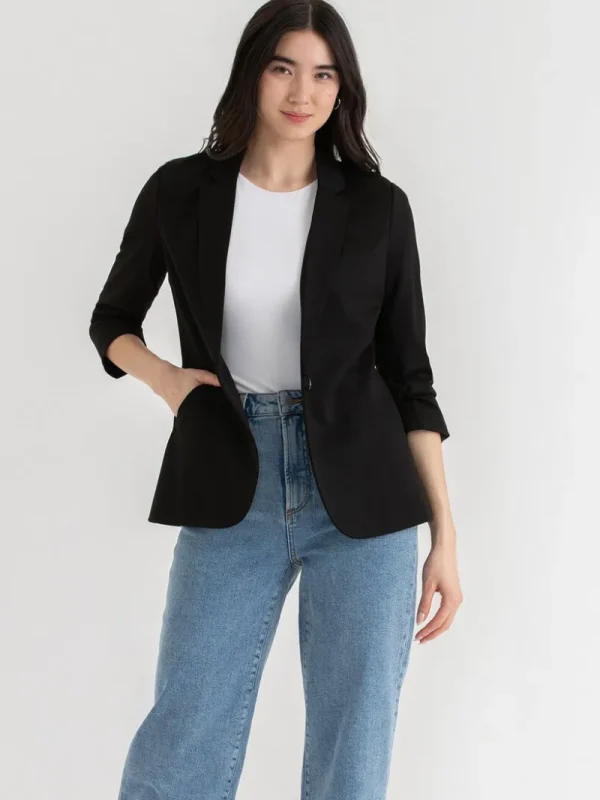 Ricki's Blazers*Hampton 3/4 Ruched Sleeve Ponte Blazer