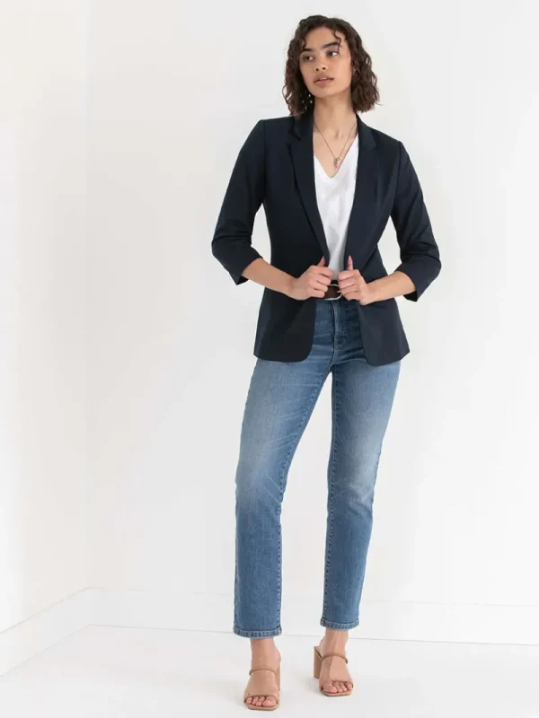 Ricki's Blazers*Hampton 3/4 Ruched Sleeve Ponte Blazer