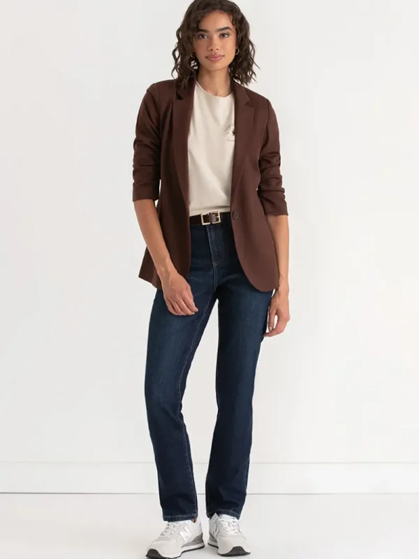 Ricki's Blazers*Hampton 3/4 Ruched Sleeve Ponte Blazer