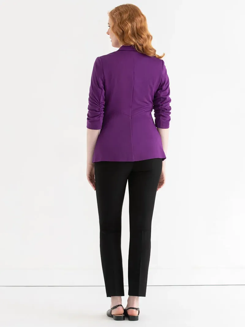 hampton__ruched_sleeve_po_2-6.webp Ricki's Blazers*Hampton 3/4 Ruched Sleeve Ponte Blazer