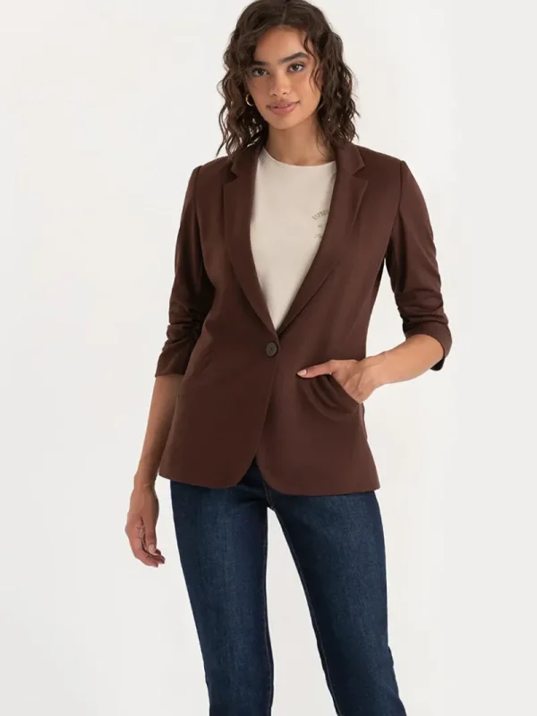 Ricki's Blazers*Hampton 3/4 Ruched Sleeve Ponte Blazer