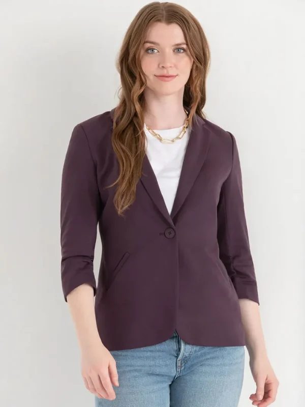 Ricki's Blazers*Hampton 3/4 Ruched Sleeve Ponte Blazer