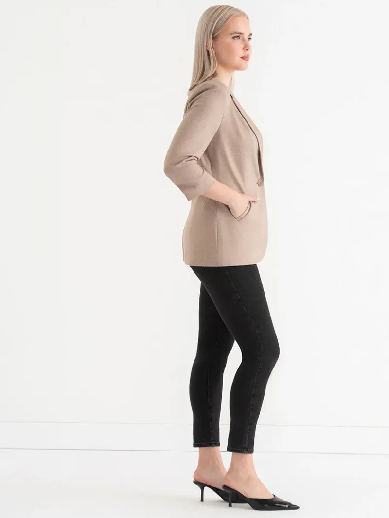 hampton__ruched_sleeve_po_5-10.webp Ricki's Blazers*Hampton 3/4 Ruched Sleeve Ponte Blazer