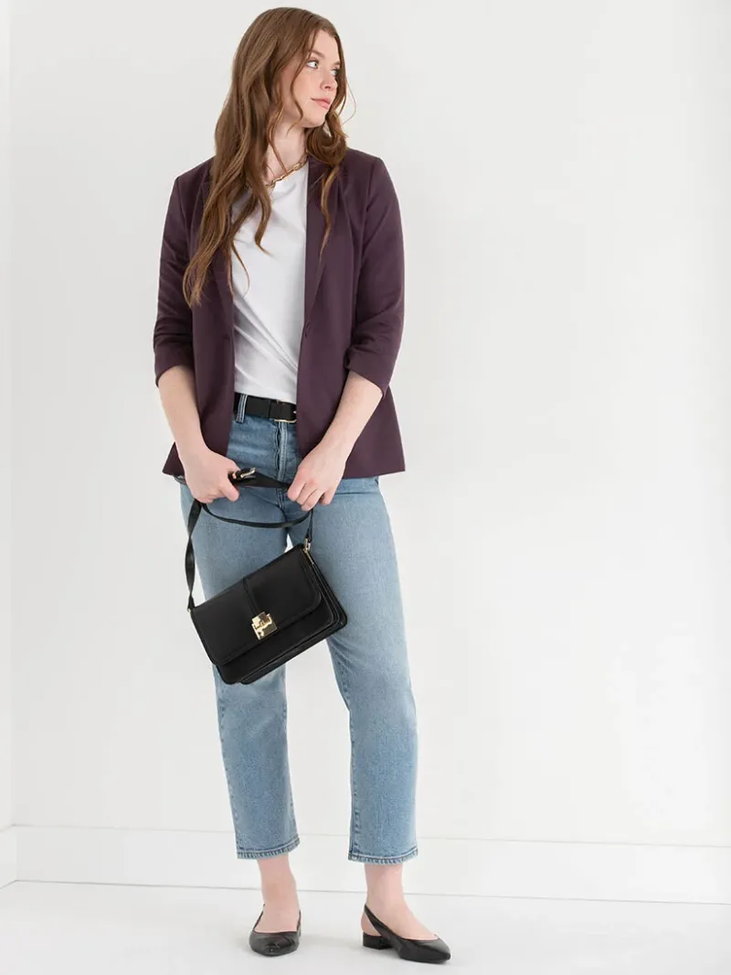 hampton__ruched_sleeve_po_5-5.webp Ricki's Blazers*Hampton 3/4 Ruched Sleeve Ponte Blazer