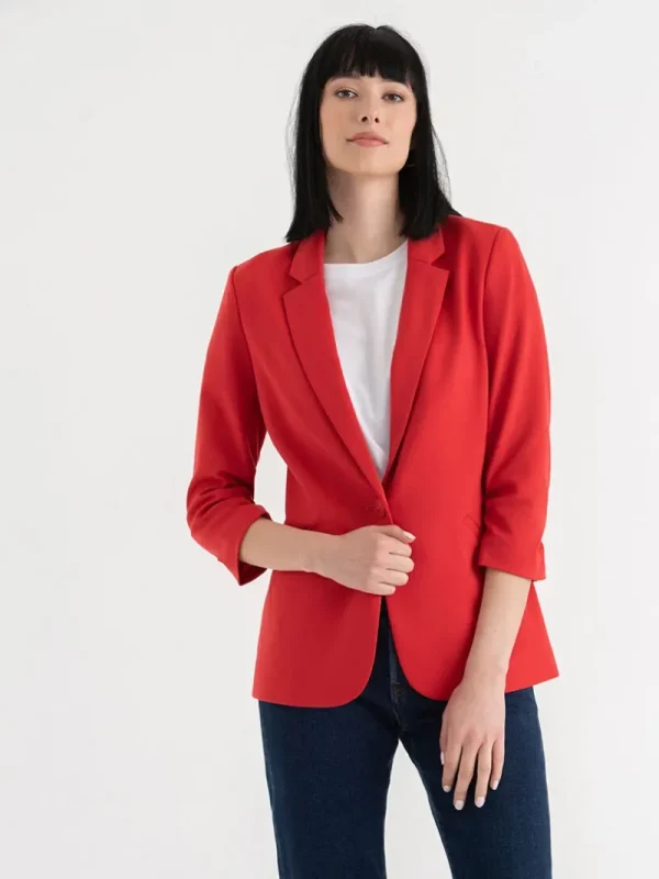 Ricki's Blazers*Hampton 3/4 Ruched Sleeve Ponte Blazer