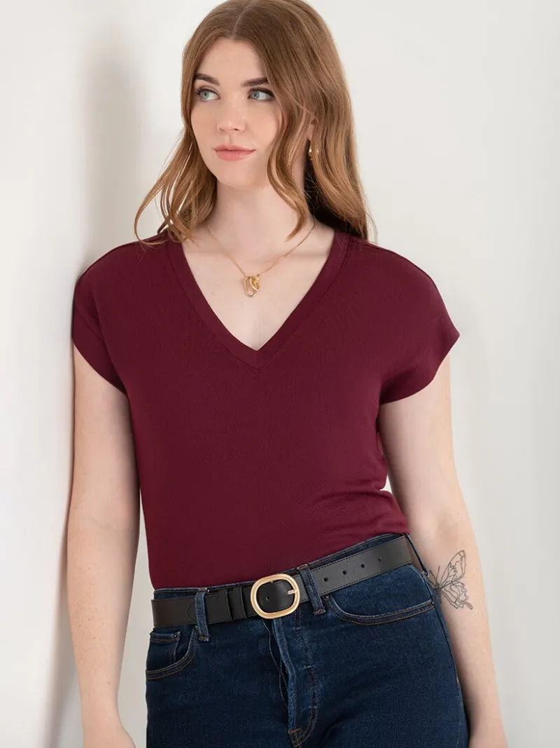holly_vneck_hacci_top_0-9.webp Ricki's Tees & Tanks*Holly V-Neck Hacci Top