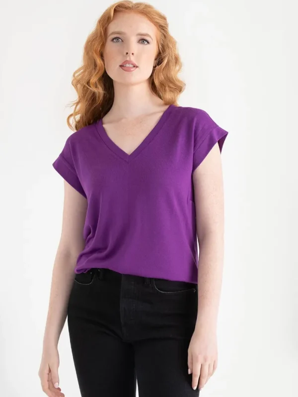 Ricki's Tees & Tanks*Holly V-Neck Hacci Top