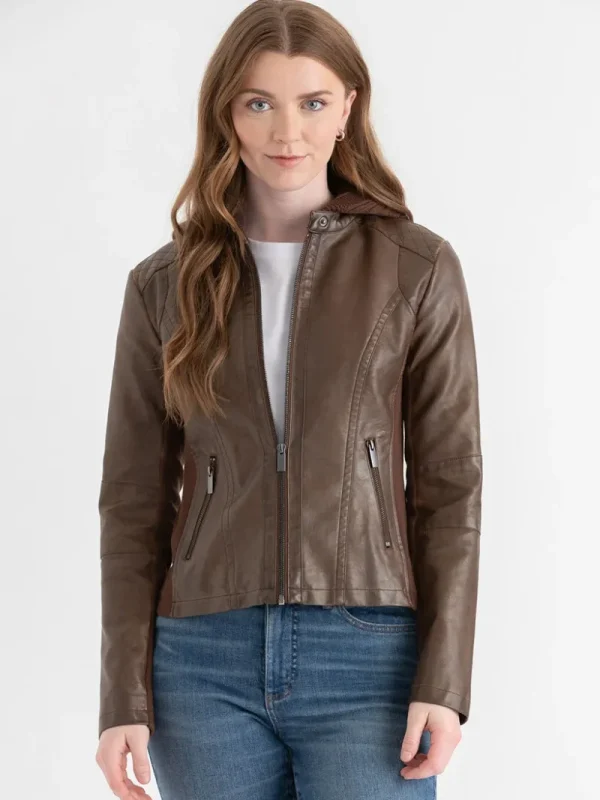 Ricki's Coats & Jackets*Hooded Faux Leather Jacket