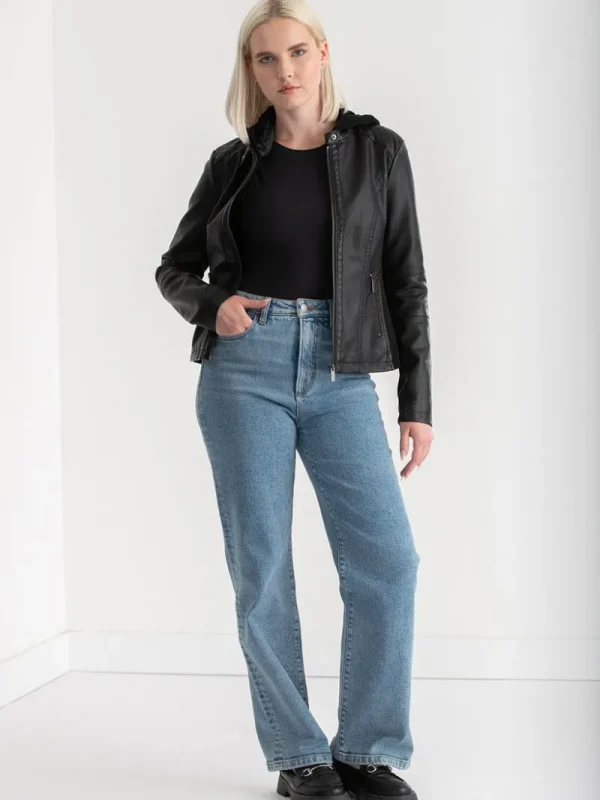 Ricki's Coats & Jackets*Hooded Faux Leather Jacket