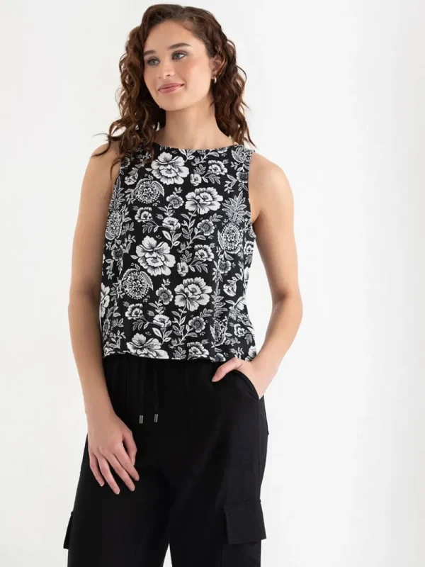 Ricki's Tees & Tanks*Linen Tank with Back Buttons