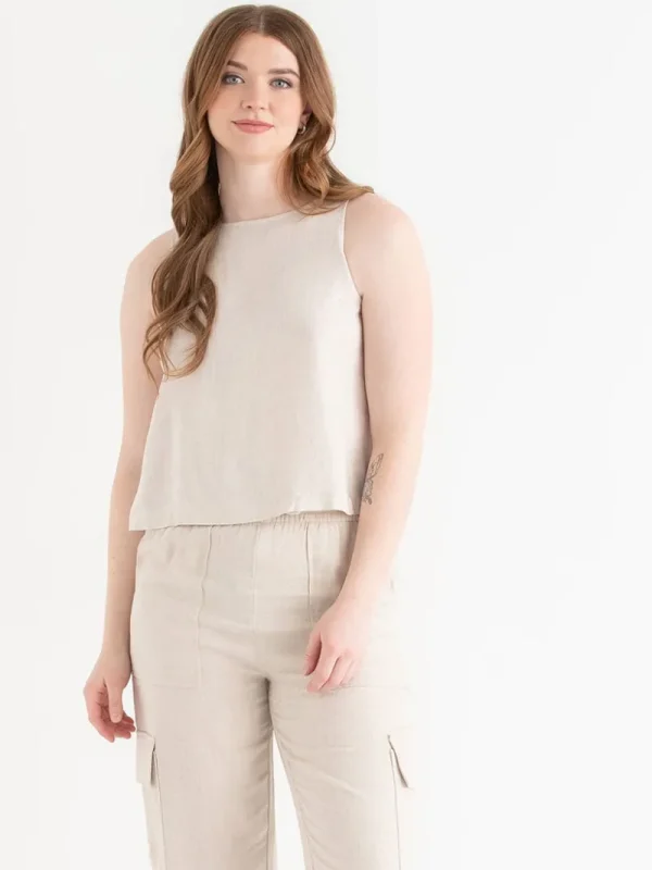 Ricki's Tees & Tanks*Linen Tank with Back Buttons