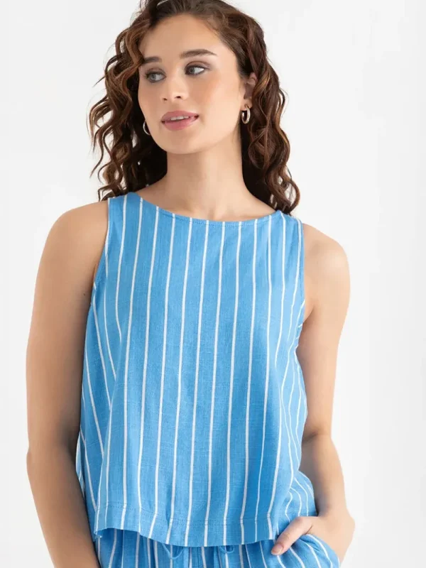 Ricki's Tees & Tanks*Linen Tank with Back Buttons