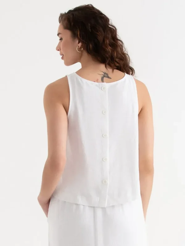 Ricki's Tees & Tanks*Linen Tank with Back Buttons