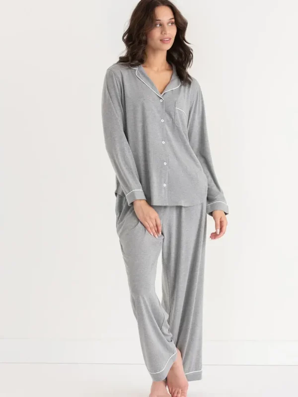Ricki's Sleepwear*Long Sleeve Button-Down Sleep Set