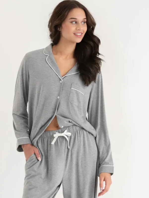 Ricki's Sleepwear*Long Sleeve Button-Down Sleep Set