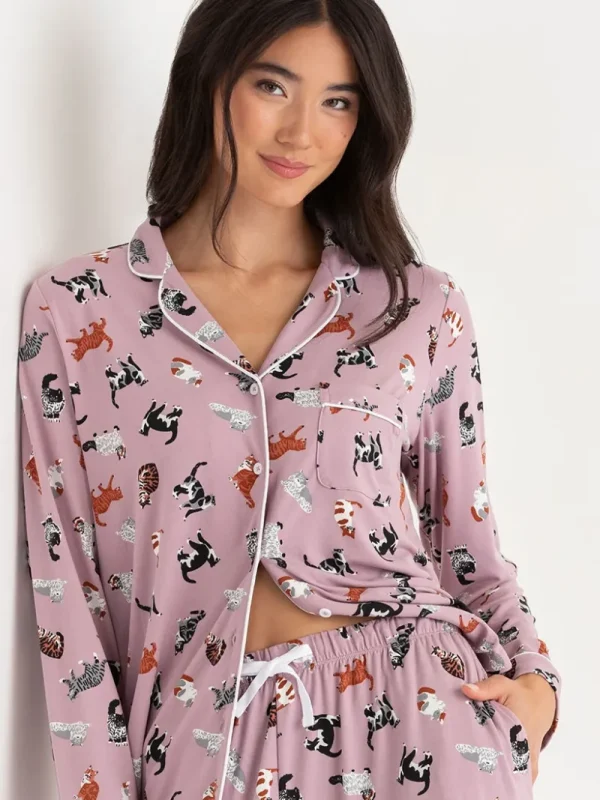 Ricki's Sleepwear*Long Sleeve Button-Down Sleep Set