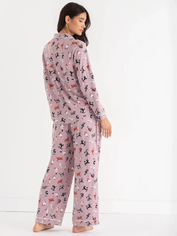 Ricki's Sleepwear*Long Sleeve Button-Down Sleep Set