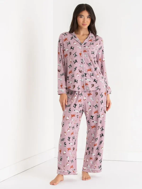 Ricki's Sleepwear*Long Sleeve Button-Down Sleep Set