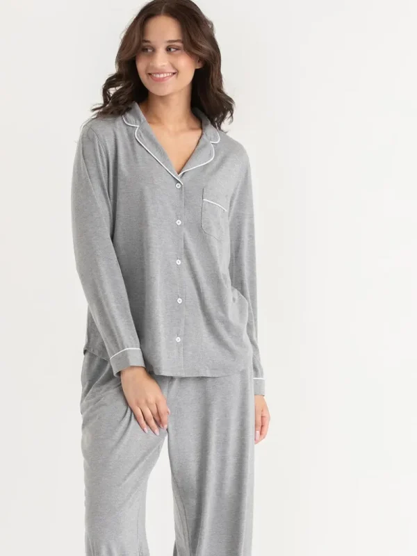 Ricki's Sleepwear*Long Sleeve Button-Down Sleep Set