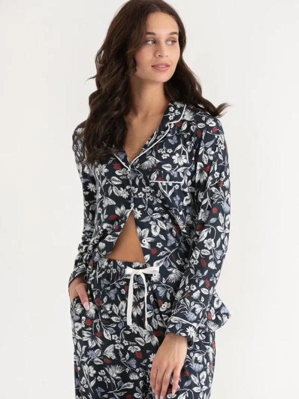 Ricki's Sleepwear*Long Sleeve Button-Down Sleep Set