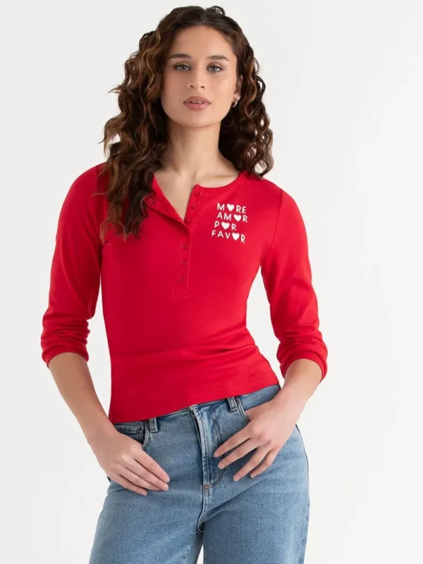 Ricki's Shirts & Blouses*Long Sleeve Fitted Henley