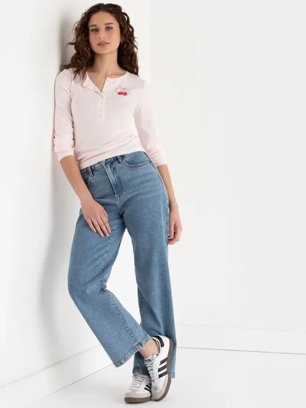 Ricki's Shirts & Blouses*Long Sleeve Fitted Henley