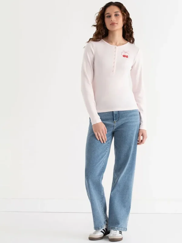 Ricki's Shirts & Blouses*Long Sleeve Fitted Henley