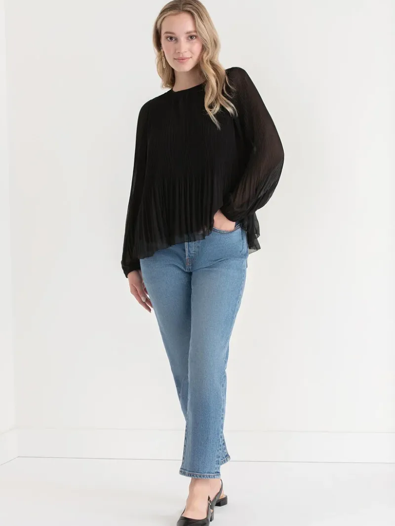 long_sleeve_release_pleat_1-2.webp Ricki's Shirts & Blouses*Long Sleeve Release Pleat Blouse