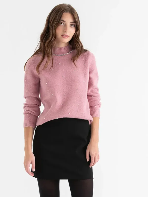 Ricki's Sweaters & Cardigans*Mock Neck Pearl Pullover Sweater