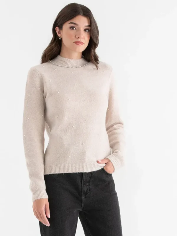 Ricki's Sweaters & Cardigans*Mock Neck Pearl Pullover Sweater