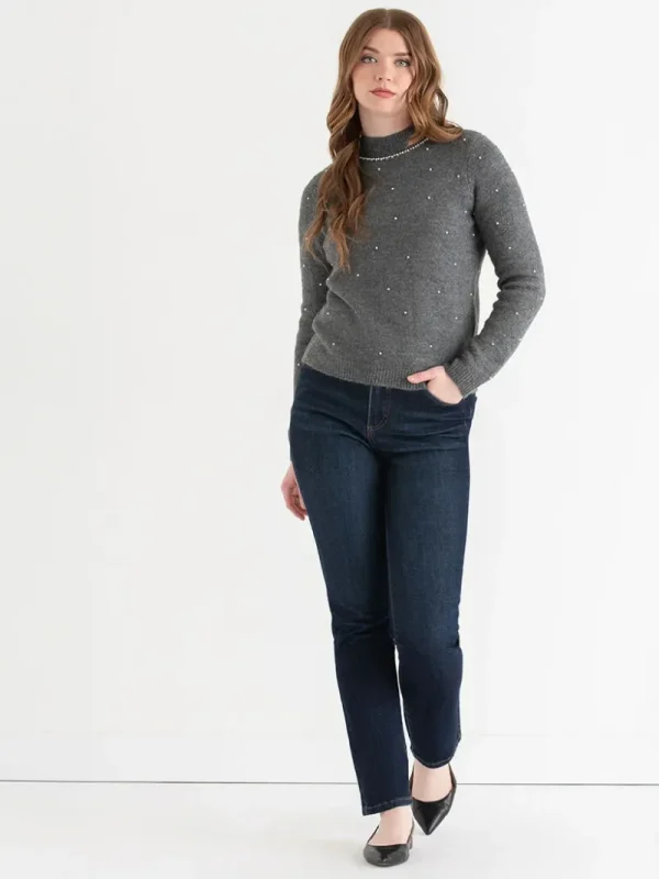 Ricki's Sweaters & Cardigans*Mock Neck Pearl Pullover Sweater