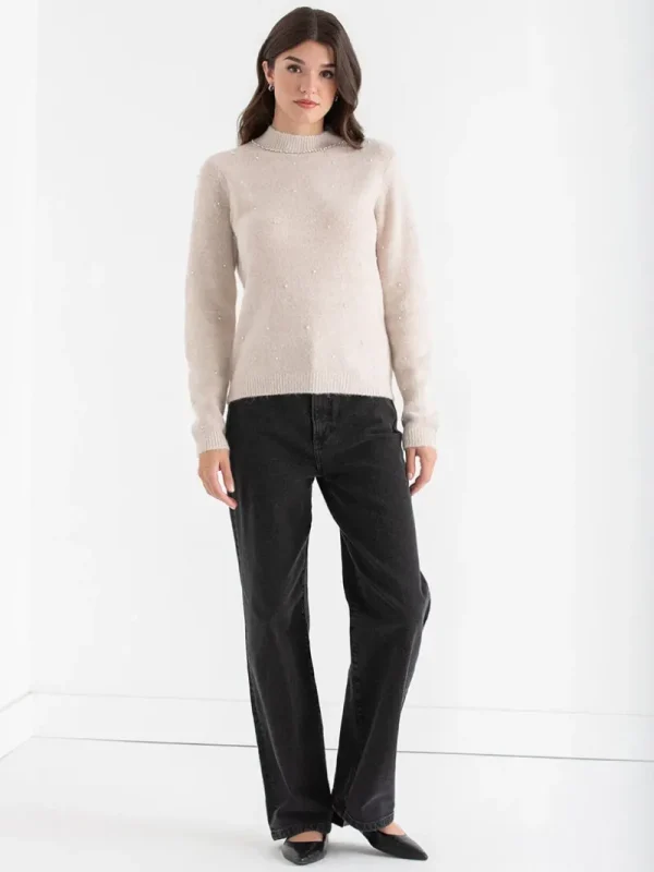 Ricki's Sweaters & Cardigans*Mock Neck Pearl Pullover Sweater